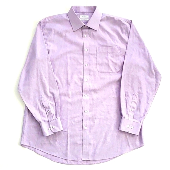 3/$20 Enro Purple Houndstooth Non-Iron Button Up Dress Shirt - Picture 1 of 6